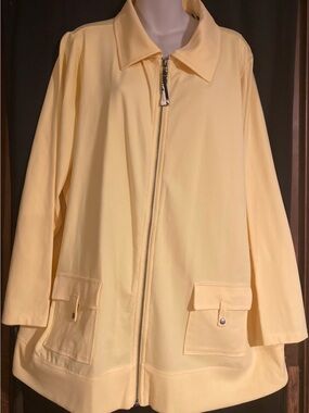 CJ Banks Bright Yellow Zip-Front Utility Jacket
